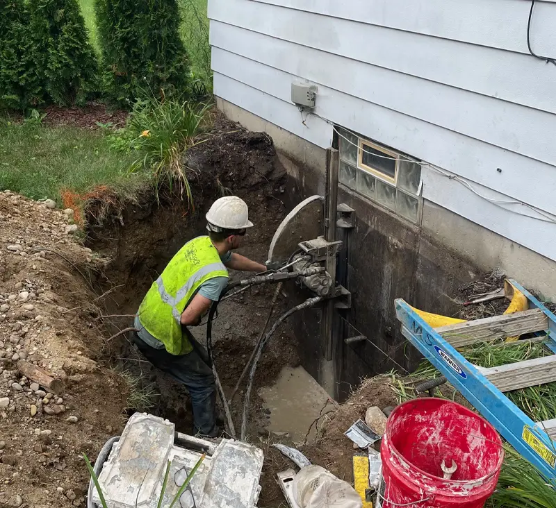 Residential concrete cutting egress